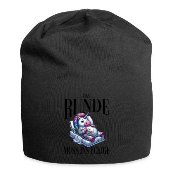 I'm tired so the round has to sleep in the square - Jersey Beanie - black - Front