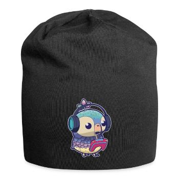 Spielen Sie Controller Gaming -Eule Mit Kopfhörern - Jersey-Beanie - Schwarz - Vorne