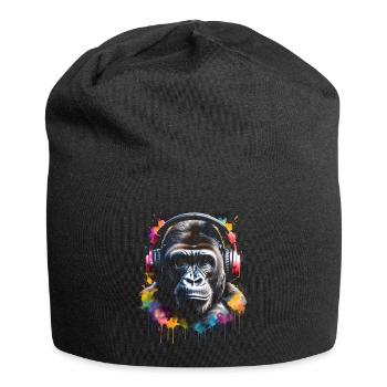 Gorille casque singe coloré Animal Design Print - Bonnet en jersey - noir - Devant