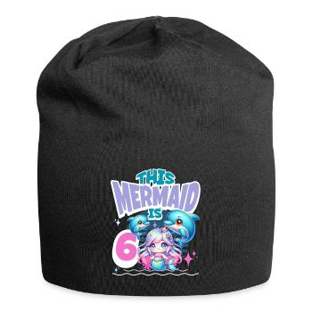 Meerjungfrau 6. Geburtstag Mädchen Kinder - Jersey-Beanie - Schwarz - Vorne