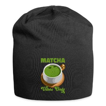 Japanischer Matcha Tee Grüntee Matcha Latte - Jersey-Beanie - Schwarz - Vorne