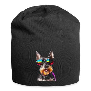 Zwergschnauzer Sonnenbrille Hund Lustig Tier Print - Jersey-Beanie - Schwarz - Vorne