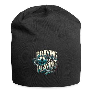 Fußballbegeisterter Wettbewerb Religiöser Trainer - Jersey-Beanie - Schwarz - Vorne