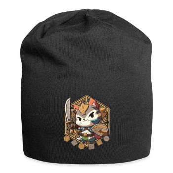 Jouer à la manette Gaming Gamer Samurai Cat - Bonnet en jersey - noir - Devant