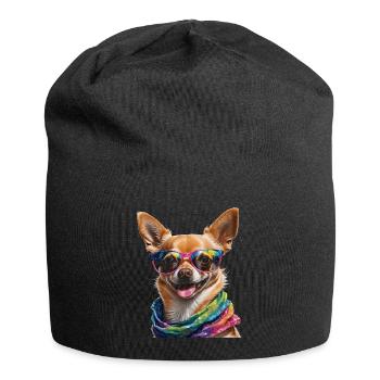 Chihuahua Sunglasses Dog Funny Design Print - Jersey Beanie - black - Front