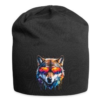 Wolf Sunglasses Colorful Animal Design Print - Jersey Beanie - black - Front