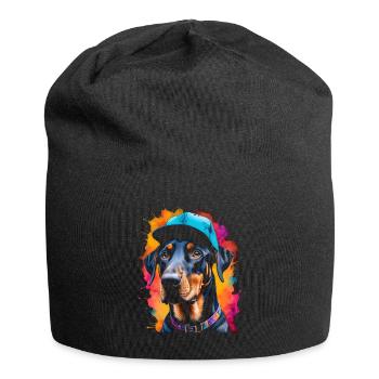 Doberman Snapback Cap Chien Drôle Design Imprimer - Bonnet en jersey - noir - Devant
