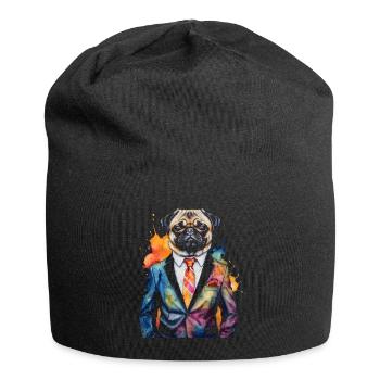 Carlin Costume Chien Coloré Drôle Animal Design Imprimer - Bonnet en jersey - noir - Devant