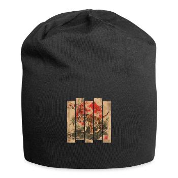 80er Jahre Retro Japanischer Tiger - Jersey-Beanie - Schwarz - Vorne
