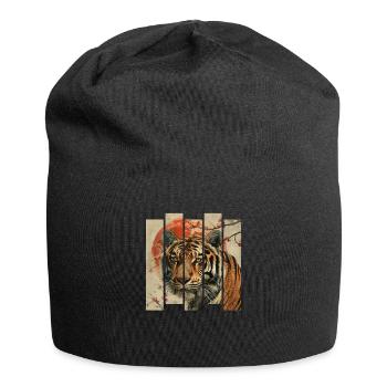 80er Jahre Retro Japanischer Tiger - Jersey-Beanie - Schwarz - Vorne