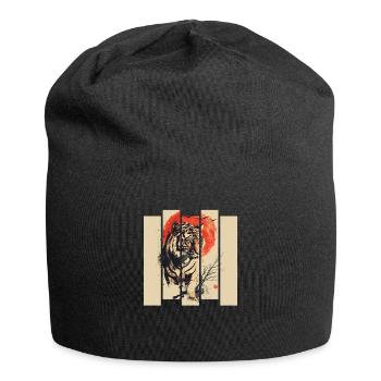 80er Jahre Retro Japanischer Tiger - Jersey-Beanie - Schwarz - Vorne