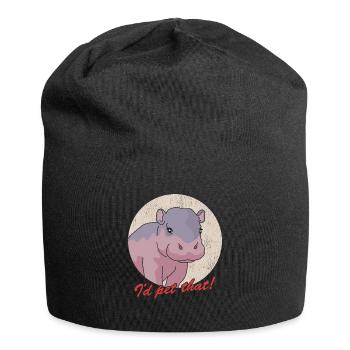 Hippopotame Bébé hippopotame Hippopotames Hippopotames Cadeau - Bonnet en jersey - noir - Devant