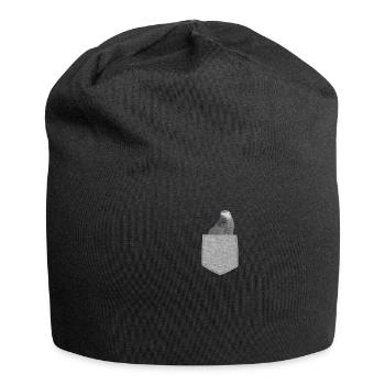 Fake Pocket Afrikanischer Grauer Papagei Lustiger Vogel Neuheit - Jersey-Beanie - Schwarz - Vorne