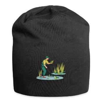 Frogs Catch Frog Hunter Frog Catcher - Jersey Beanie - black - Front