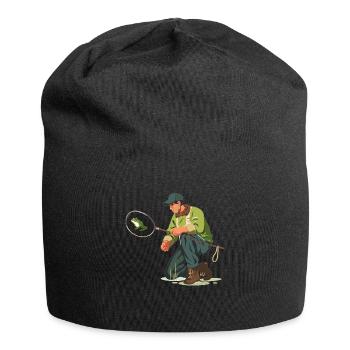 Frogs Catch Frog Hunter Frog Catcher - Jersey Beanie - black - Front