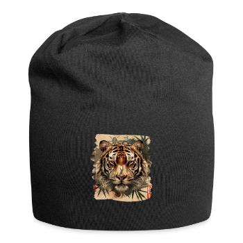 80er Jahre Retro Japanischer Tiger - Jersey-Beanie - Schwarz - Vorne