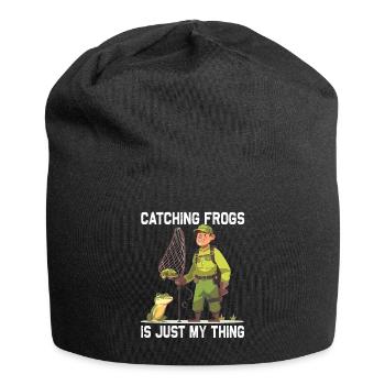 Frogs Catch Frog Hunter Frog Catcher - Jersey Beanie - black - Front