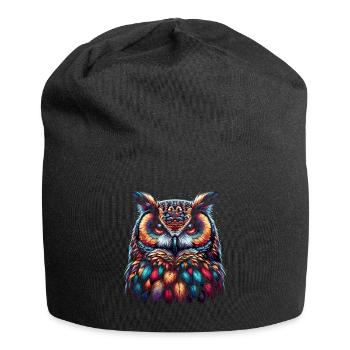 Eule Kunst Geschenk Geburtstag - Jersey-Beanie - Schwarz - Vorne