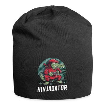 Ninja Alligator Gamer Fun Gaming Reptile Graphic - Jersey Beanie - black - Front