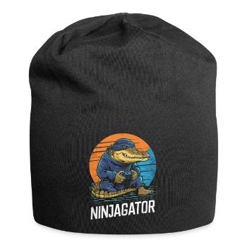 Ninja Alligator Gamer Fun Gaming Reptile Graphic - Jersey Beanie - black - Front