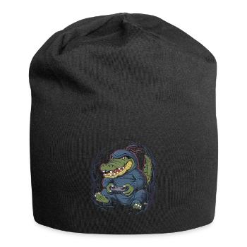 Ninja Alligator Gamer Fun Gaming Reptile Graphic - Jersey Beanie - black - Front