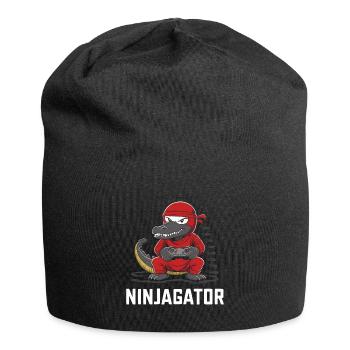 Ninja Alligator Gamer Fun Gaming Reptile Graphic - Jersey Beanie - black - Front