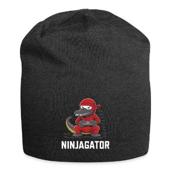 Ninja Alligator Gamer Fun Gaming Reptile Graphic - Jersey Beanie - charcoal grey - Front