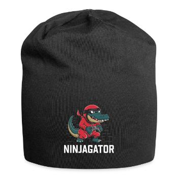 Ninja Alligator Gamer Fun Gaming Reptile Graphic - Jersey Beanie - black - Front