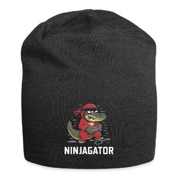 Ninja Alligator Gamer Fun Gaming Reptile Graphic - Jersey Beanie - charcoal grey - Front