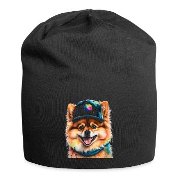 Pomeranian Pomeranian Snapback Cap Dog Print - Jersey Beanie - black - Front