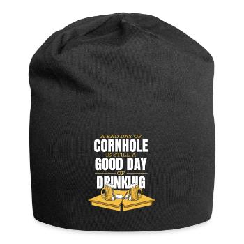 Bad Day Of Cornhole Good Day Of Drinking Boards - Jersey Beanie - black - Front
