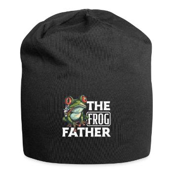 Grenouille amphibie chasseur passionné grenouille - Bonnet en jersey - noir - Devant