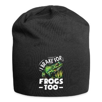 Grenouille amphibie chasseur passionné grenouille - Bonnet en jersey - noir - Devant