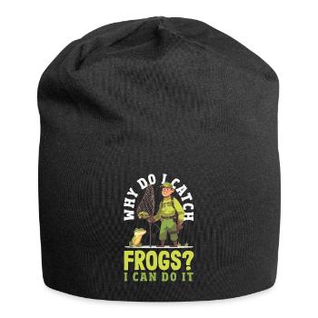 Grenouille amphibie chasseur passionné grenouille - Bonnet en jersey - noir - Devant