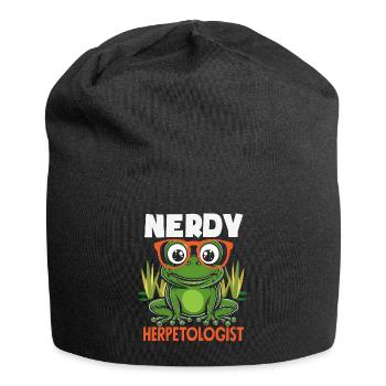 Grenouille amphibie chasseur passionné grenouille - Bonnet en jersey - noir - Devant