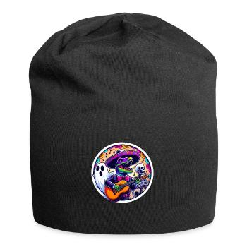 T-rex as Mariachi Singer and ghost Halloween - Jersey Beanie - black - Front