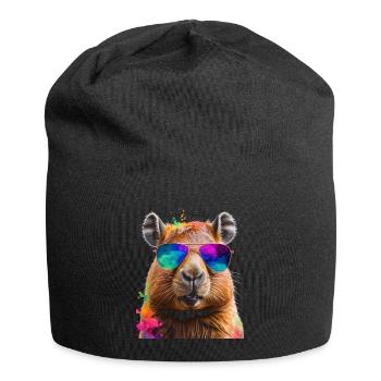 Lunettes de soleil Capybara Capy Colorful Animal Design Print - Bonnet en jersey - noir - Devant