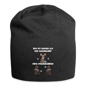 Was ist besser als ein Dobermann zwei Dobermänner - Jersey-Beanie - Schwarz - Vorne