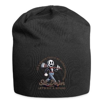 Lustiger Halloween Spruch Bin Ein Besen - Jersey-Beanie - Schwarz - Vorne