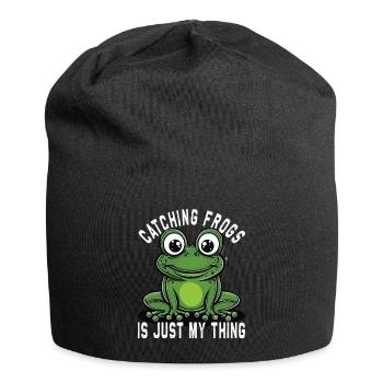 Frogs Catch Frog Hunter Frog Catcher - Jersey Beanie - black - Front