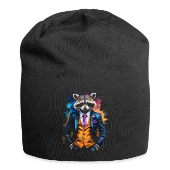 Costume de raton laveur Imprimé de conception d’animaux colorés - Bonnet en jersey - noir - Devant