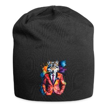 Costume de loup Imprimé coloré de conception d’animaux - Bonnet en jersey - noir - Devant