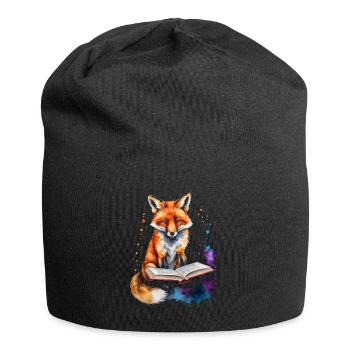 Renard lecture livre Coloré Animal Design Imprimer - Bonnet en jersey - noir - Devant