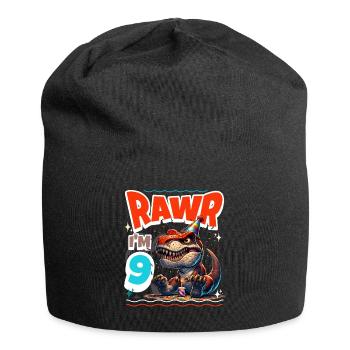 9th Birthday Rawr T Rex Dinosaur - Jersey Beanie - black - Front