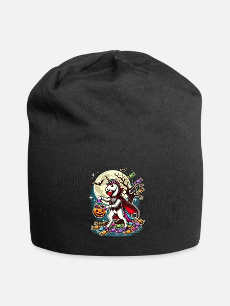 Lustiges Vampir Einhorn Liebt Süßigkeiten - Jersey-Beanie - Schwarz