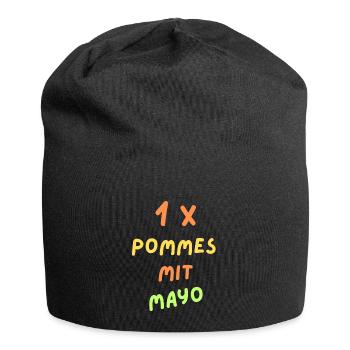 Pommes mit Mayo - Jersey-Beanie - Schwarz - Vorne