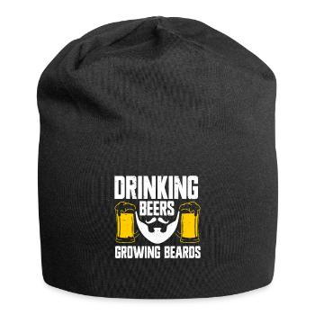 Drinking Beers And Growing Beards, Funny Beard - Jersey-Beanie - Schwarz - Vorne