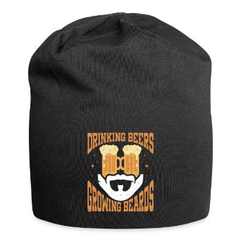 Drinking Beers And Growing Beards, Funny Beard - Jersey-Beanie - Schwarz - Vorne