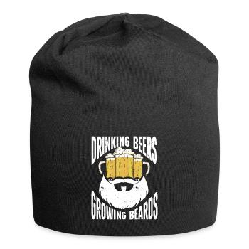 Drinking Beers And Growing Beards, Funny Beard - Jersey-Beanie - Schwarz - Vorne