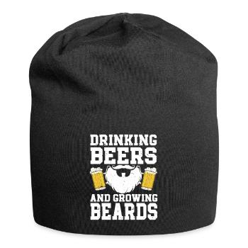 Drinking Beers And Growing Beards, Funny Beard - Jersey-Beanie - Schwarz - Vorne